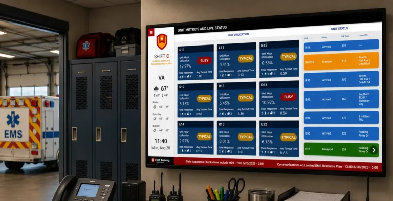 Operational Readiness for EMS Agencies Image of Dashboard on EMS wall
