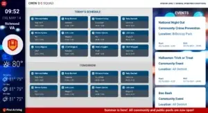 LE schedule and events dashboard